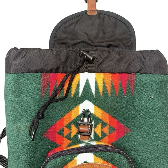 Pendleton Vintage 90s Wool Leather Mini Backpack Aztec Southwestern PRISTINE - Picture 5 of 13